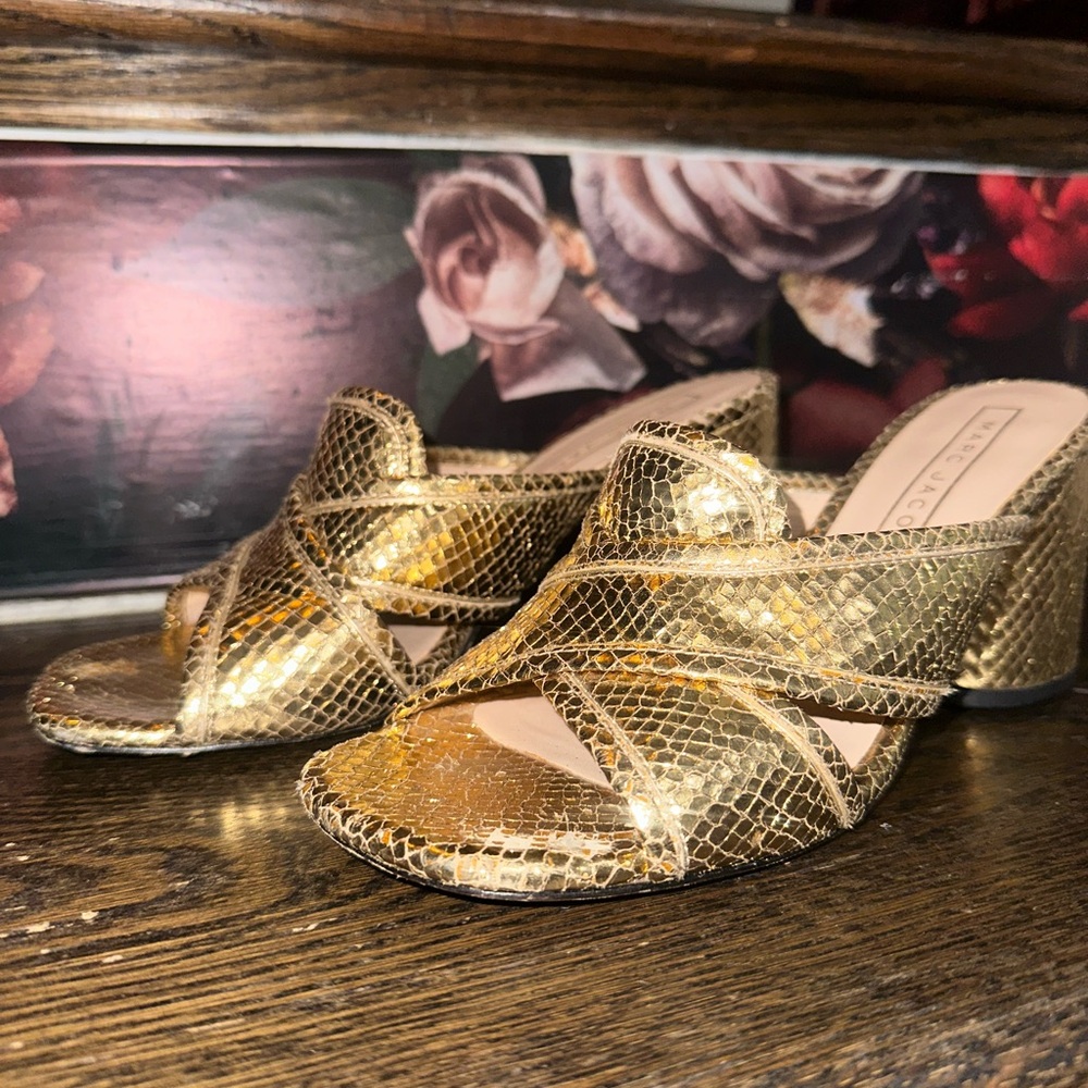 Marc Jacob's Aurora Mule in Gold Snake Print Women's